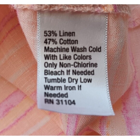 Kim Rogers Women's Size XL Linen Blend Button Front Blouse w/Roll Tab Sleeves - Picture 7 of 7